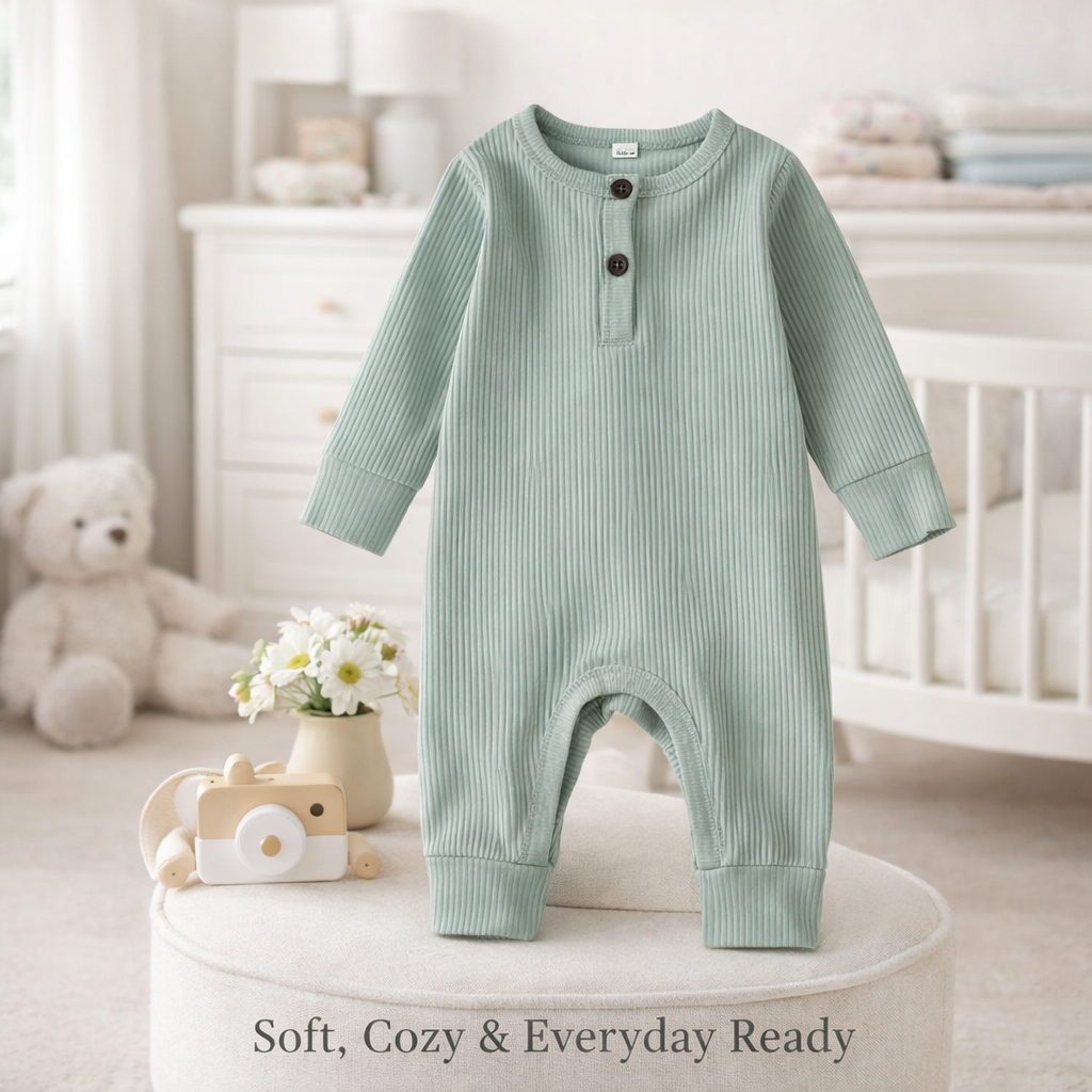 LittleCloud ribbed baby romper.