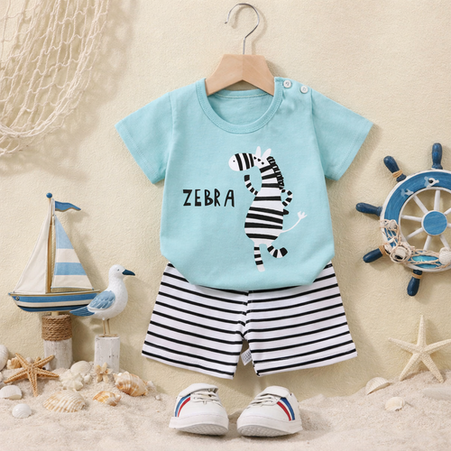Dino & Zebra Kids Set – Soft Cotton 2-Piece Outfit