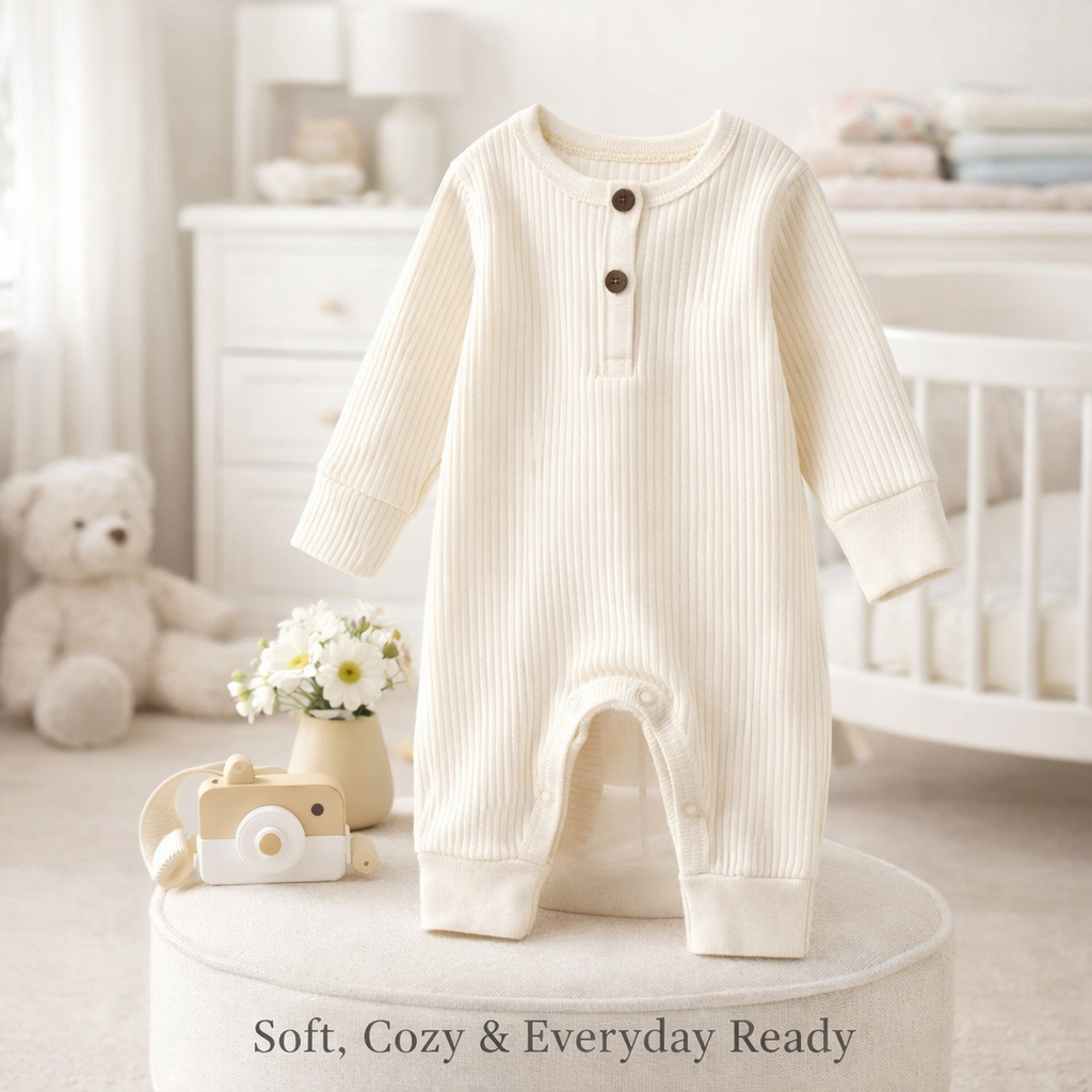 LittleCloud Ribbed Baby Romper.