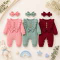 Baby Girl Ruffle Romper Set – Long Sleeve Outfit with Headband