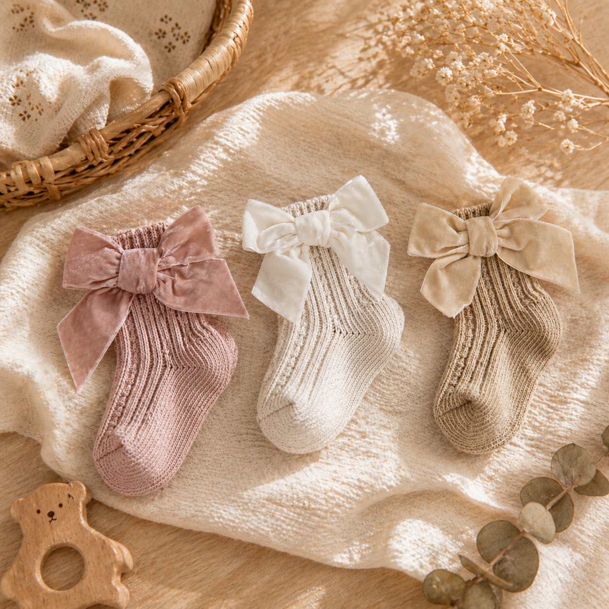 LuxeBow™ Cotton Baby Socks