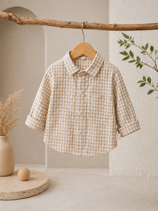 Beige Essential Plaid Shirt