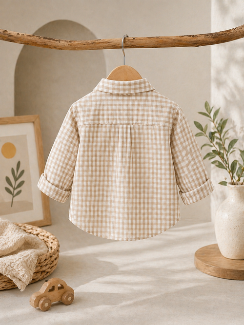 Beige Essential Plaid Shirt