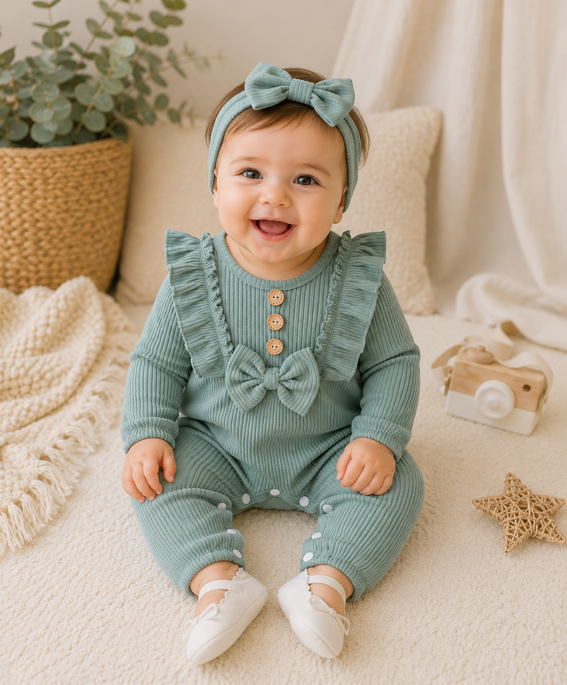 Olive Bloom Romper