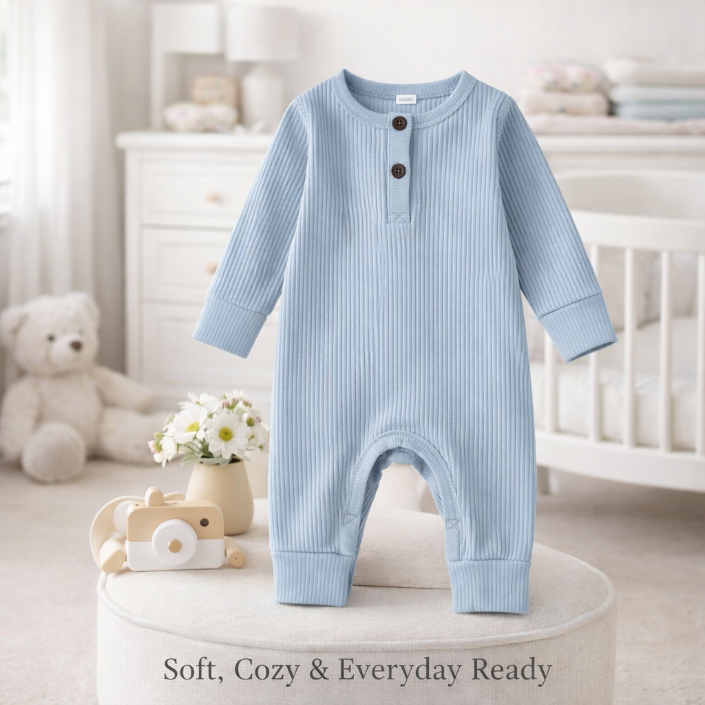 LittleCloud Ribbed Baby Romper.