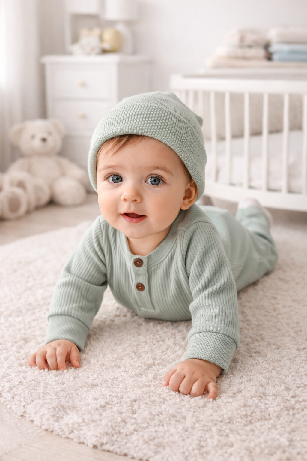 LittleCloud Ribbed Baby Romper.